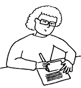 Drawing of a person writing