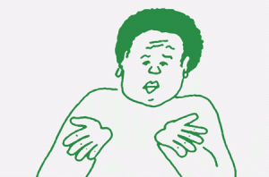 drawing of a person holing up hands looking confused
